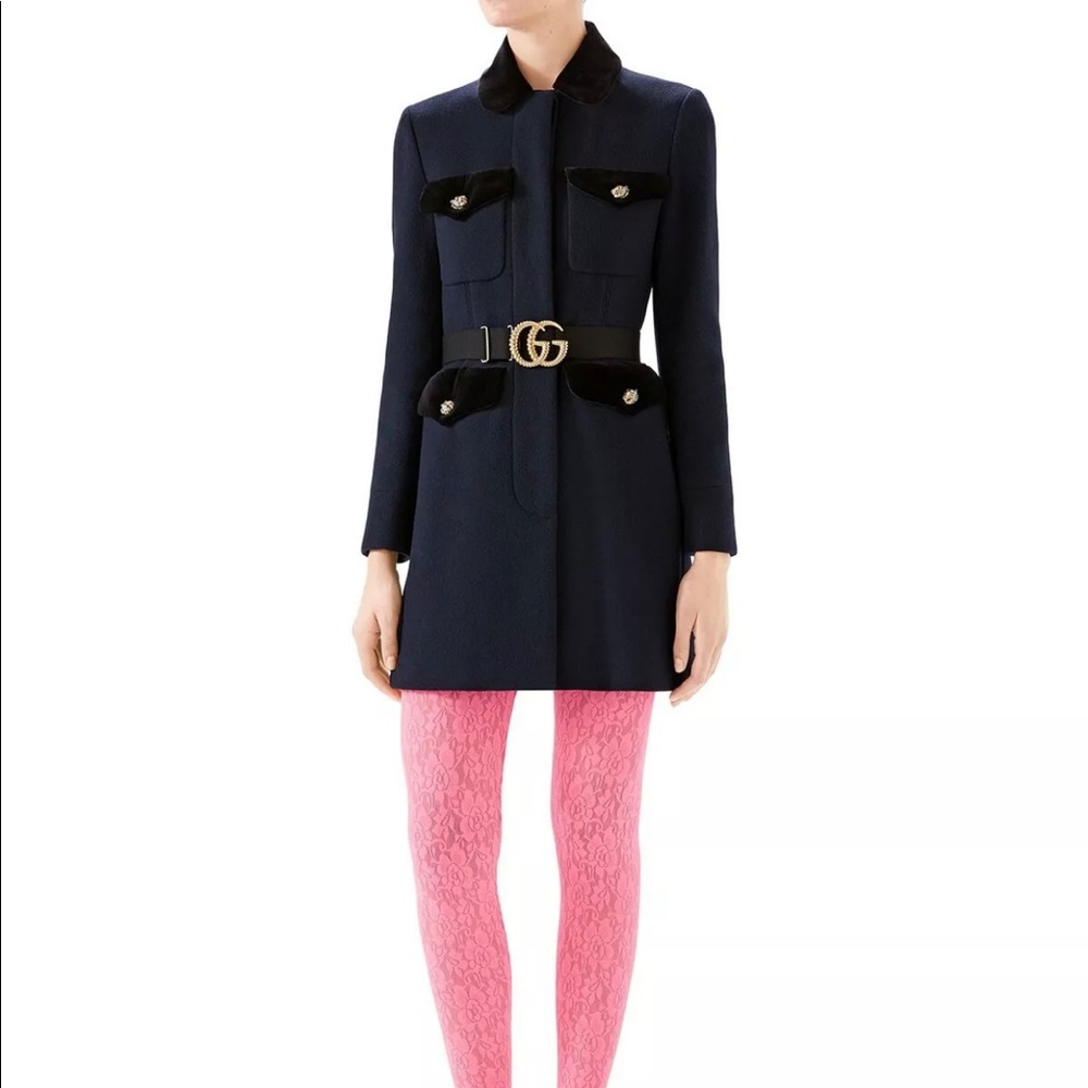 NWT GUCCI Velvet Trimmed Wool Coat Size 36 (XS) without tags